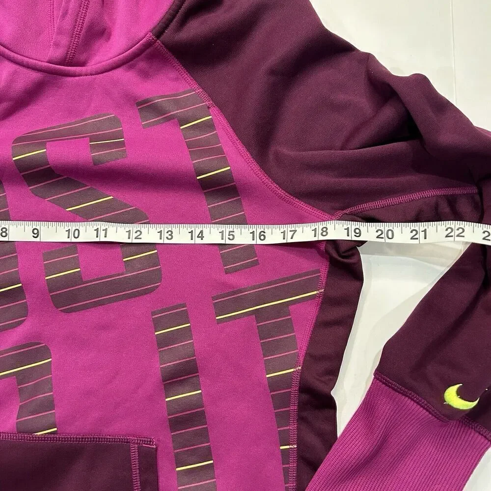 Nike Therma-Fit Hoodie Sweatshirt JUST DO IT Fleece Lined Spell Out Purple M - Picture 4 of 7